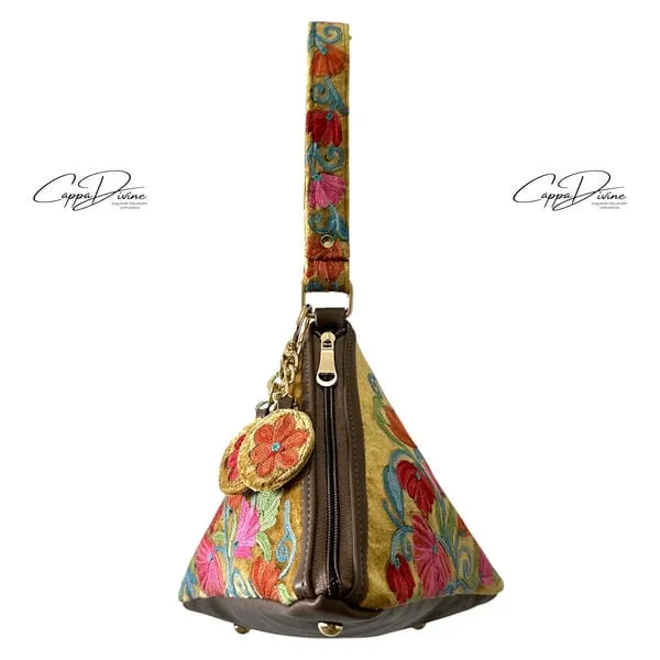 Leather Hand Bag with Suzani Embroidery