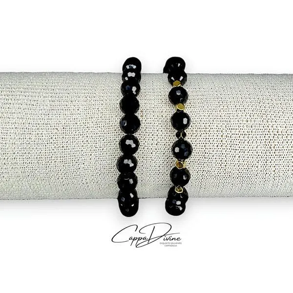 Facet Cut Onyx Stone Bracelet