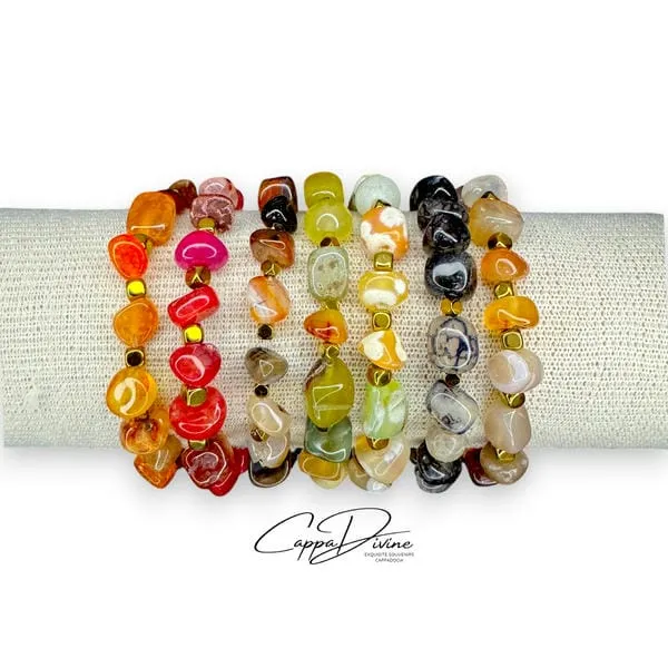 Natural Cut Carnelian Stone Bracelet