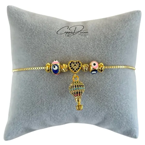 Steel Balloon Bracelet with Evil Eye