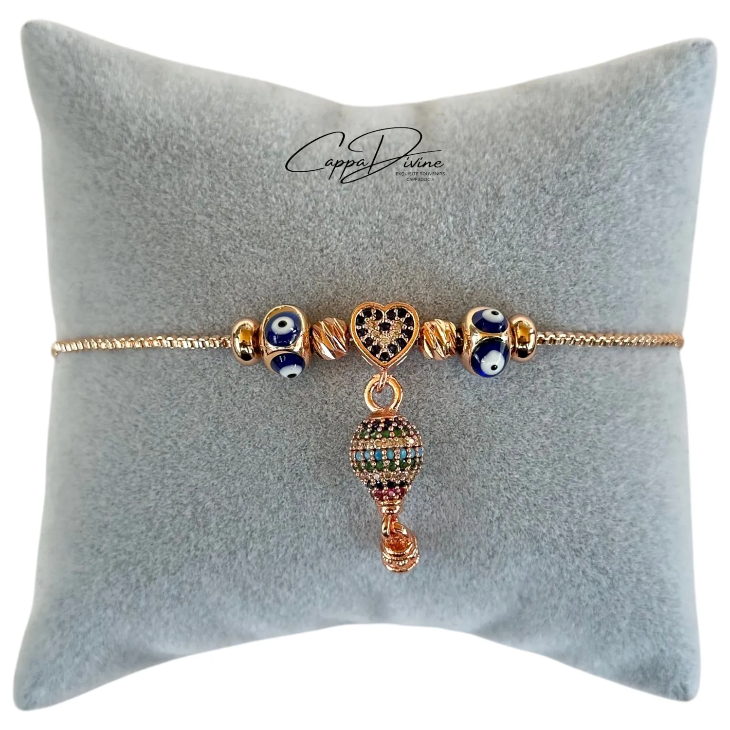 Steel Balloon Bracelet with Evil Eye