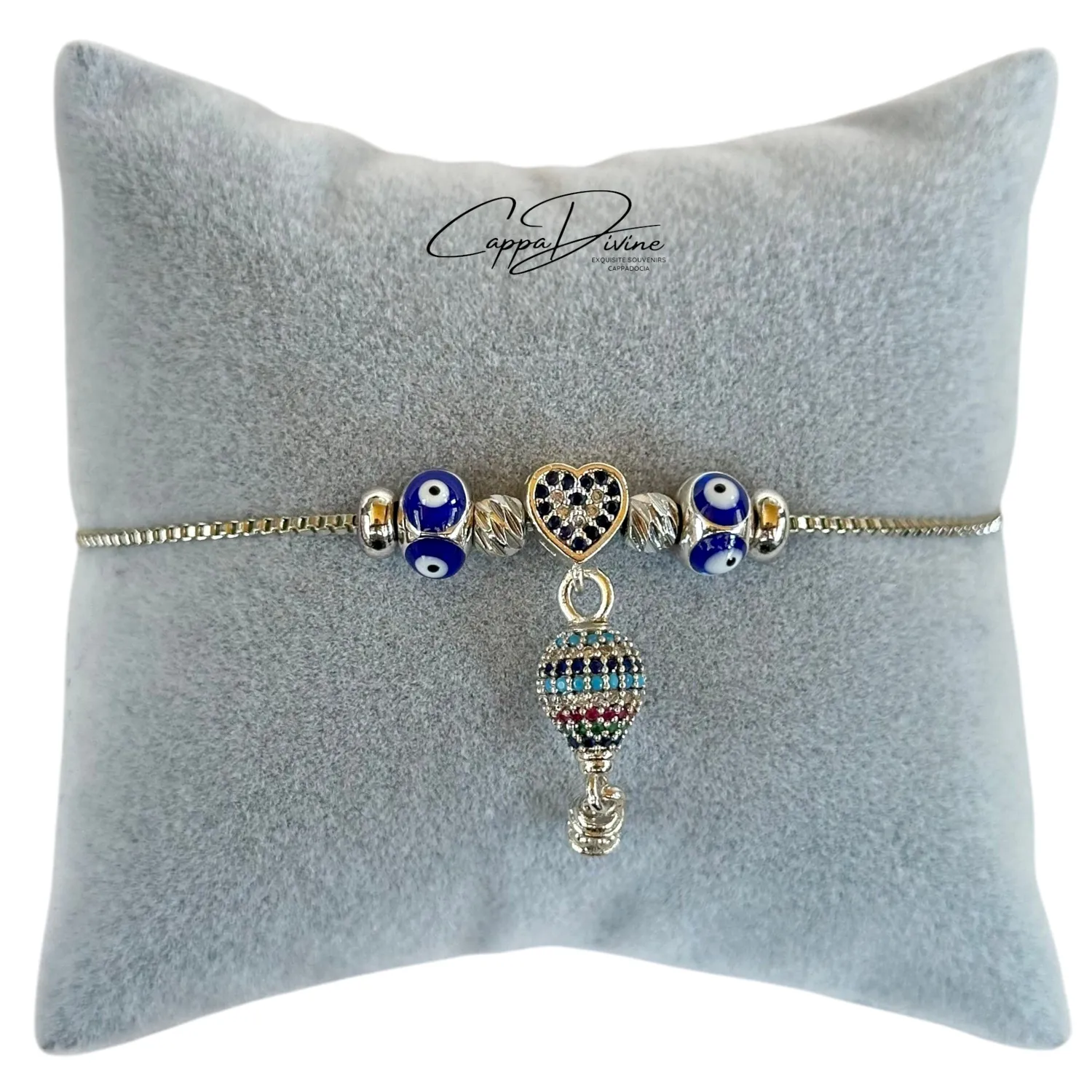 Steel Balloon Bracelet with Evil Eye