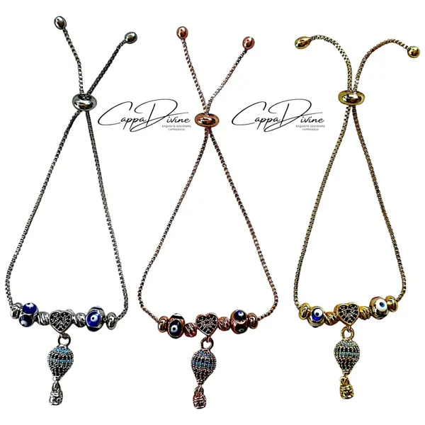 Steel Balloon Bracelet with Evil Eye