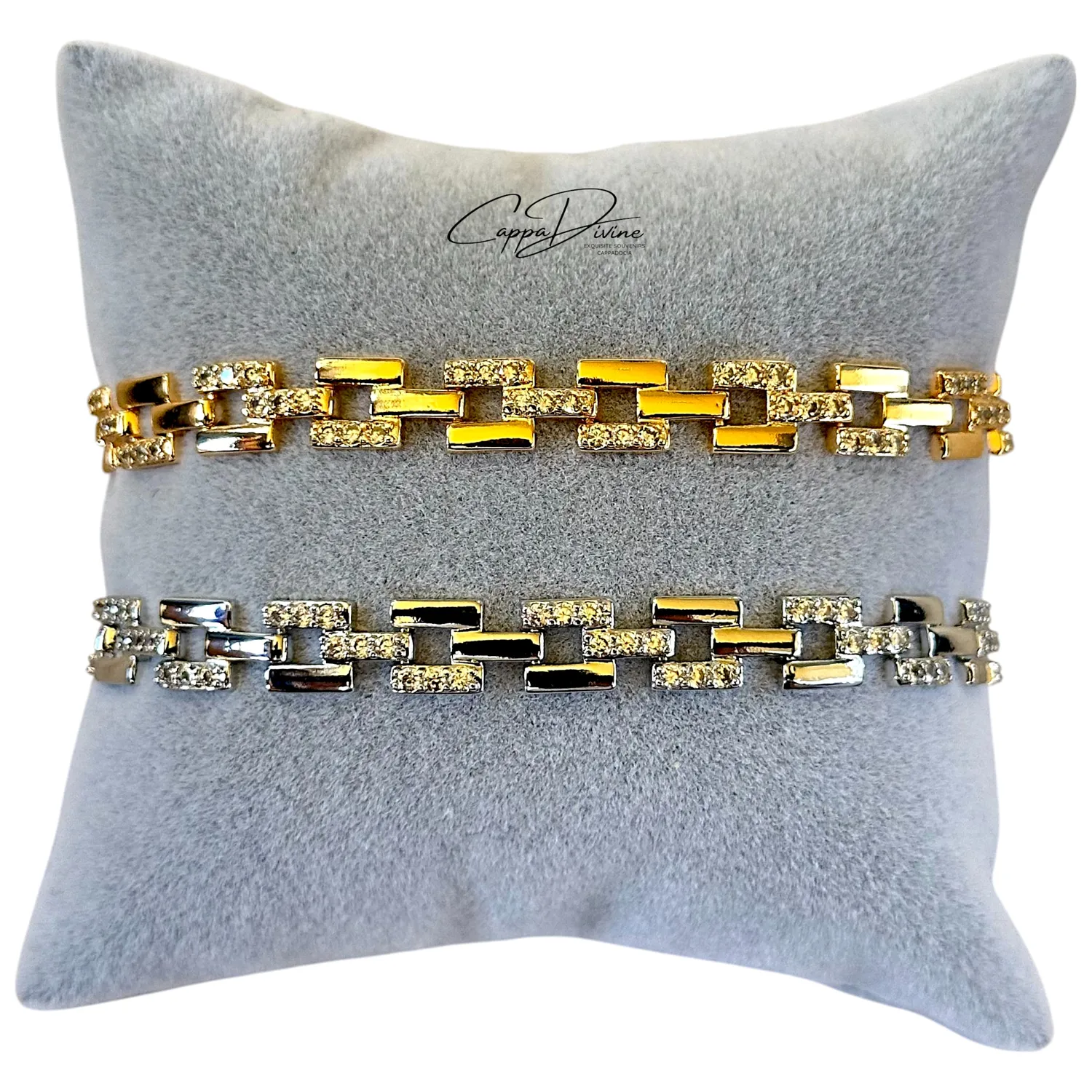 Steel Bracelet - Cord Design with Crystal Engravings