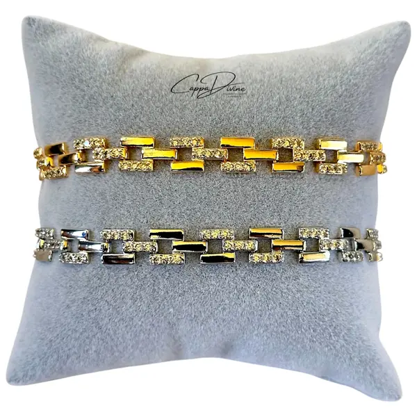 Steel Bracelet - Cord Design with Crystal Engravings