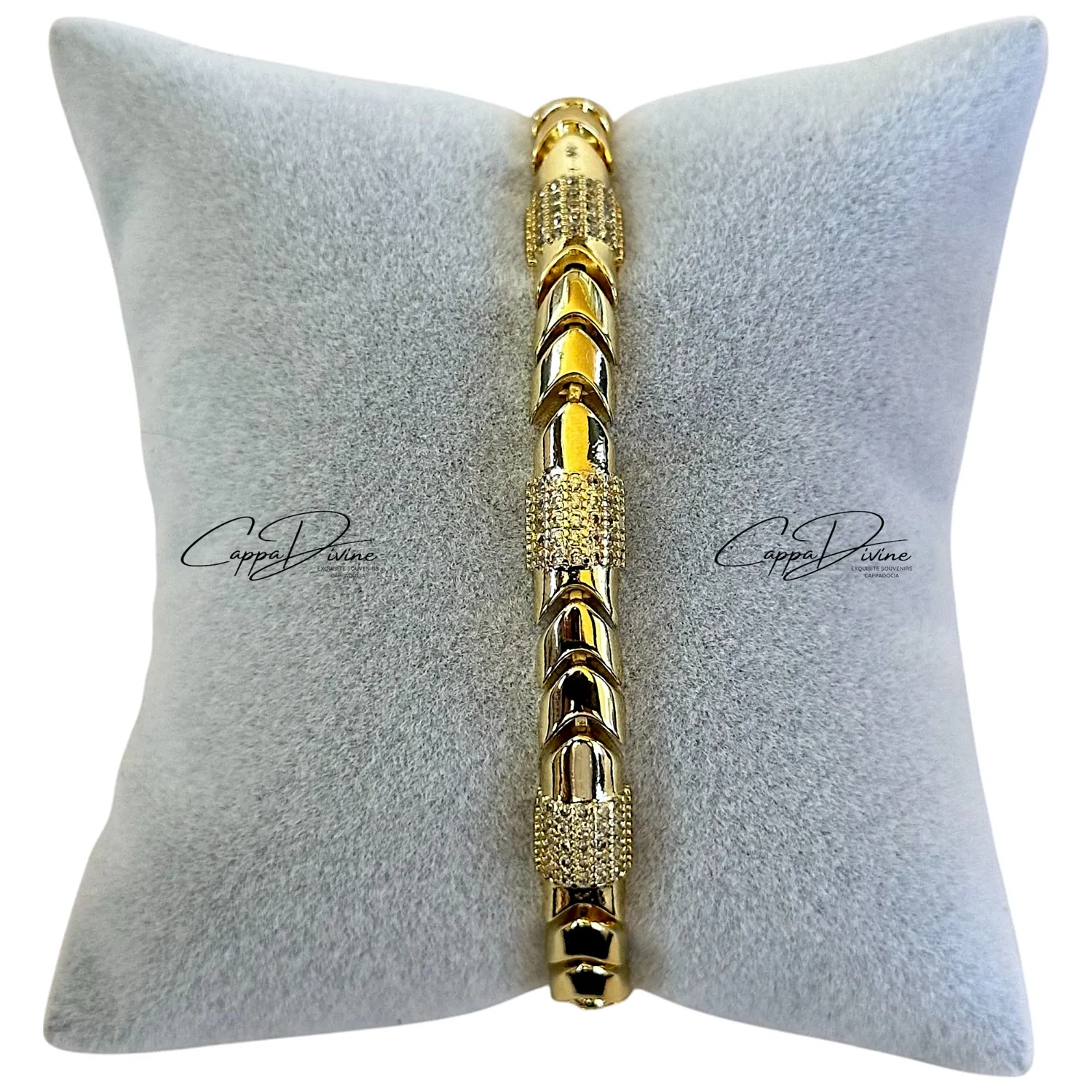 Golden Steel Bracelet - Arrow Cord Design with Crystal Engravings