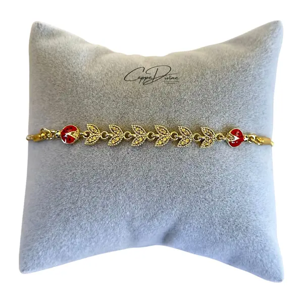 Adjustable Golden Steel Bracelet – Ladybug Design with Colorful Crystal Engravings