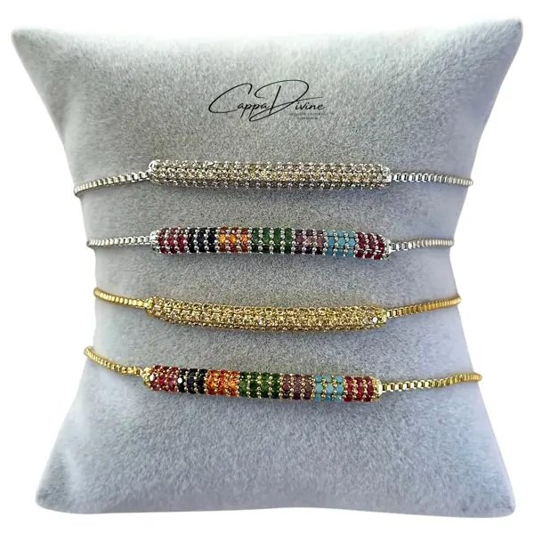 Adjustable Steel Bracelet with Crystal Stones