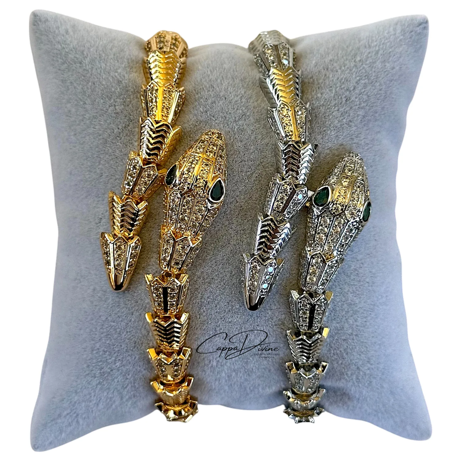 Steel Bracelet – Snake Design with Crystal Engravings