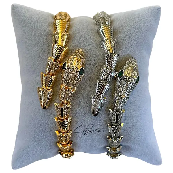 Steel Bracelet – Snake Design with Crystal Engravings