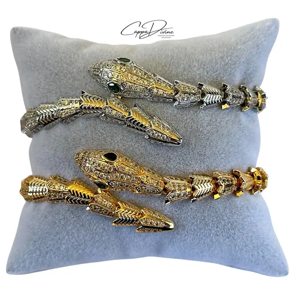 Steel Bracelet – Snake Design with Crystal Engravings