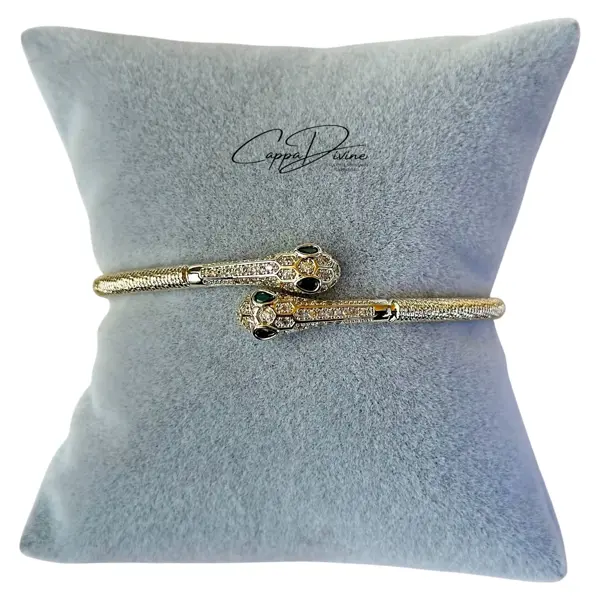 Adjustable Steel Bracelet – Double Snake Design with Crystal Engravings