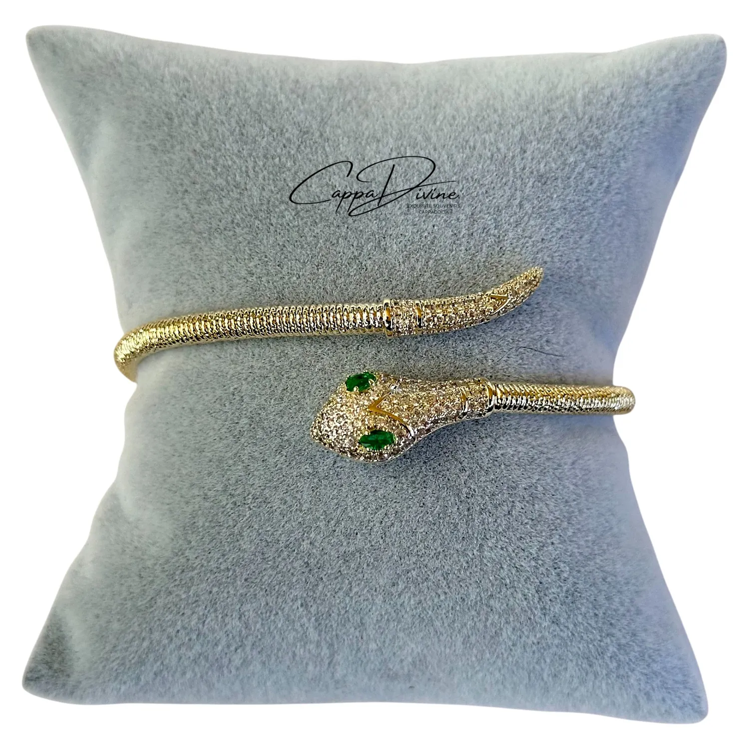 Adjustable Steel Bracelet – Snake Design with Crystal Engravings