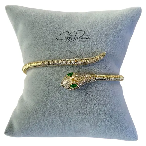 Adjustable Steel Bracelet – Snake Design with Crystal Engravings