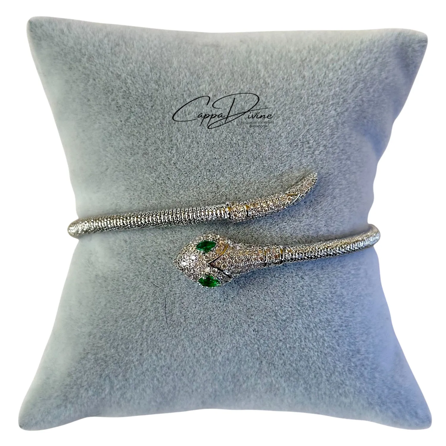 Adjustable Steel Bracelet – Snake Design with Crystal Engravings