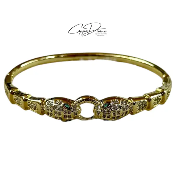Steel Cuff Bracelet – Snake Design with Engravings