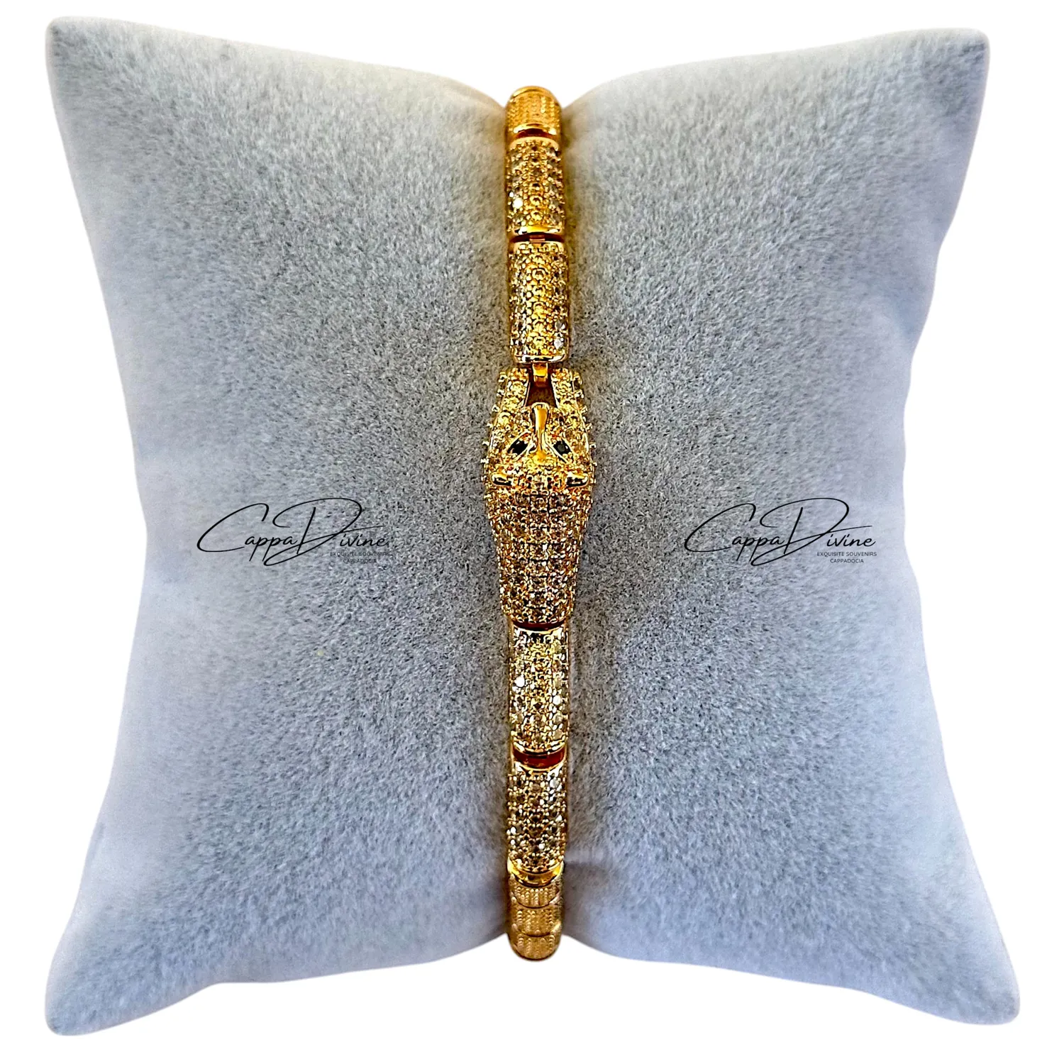 Rose Gold Steel Bracelet - Sphinx Design with Crystal Engravings