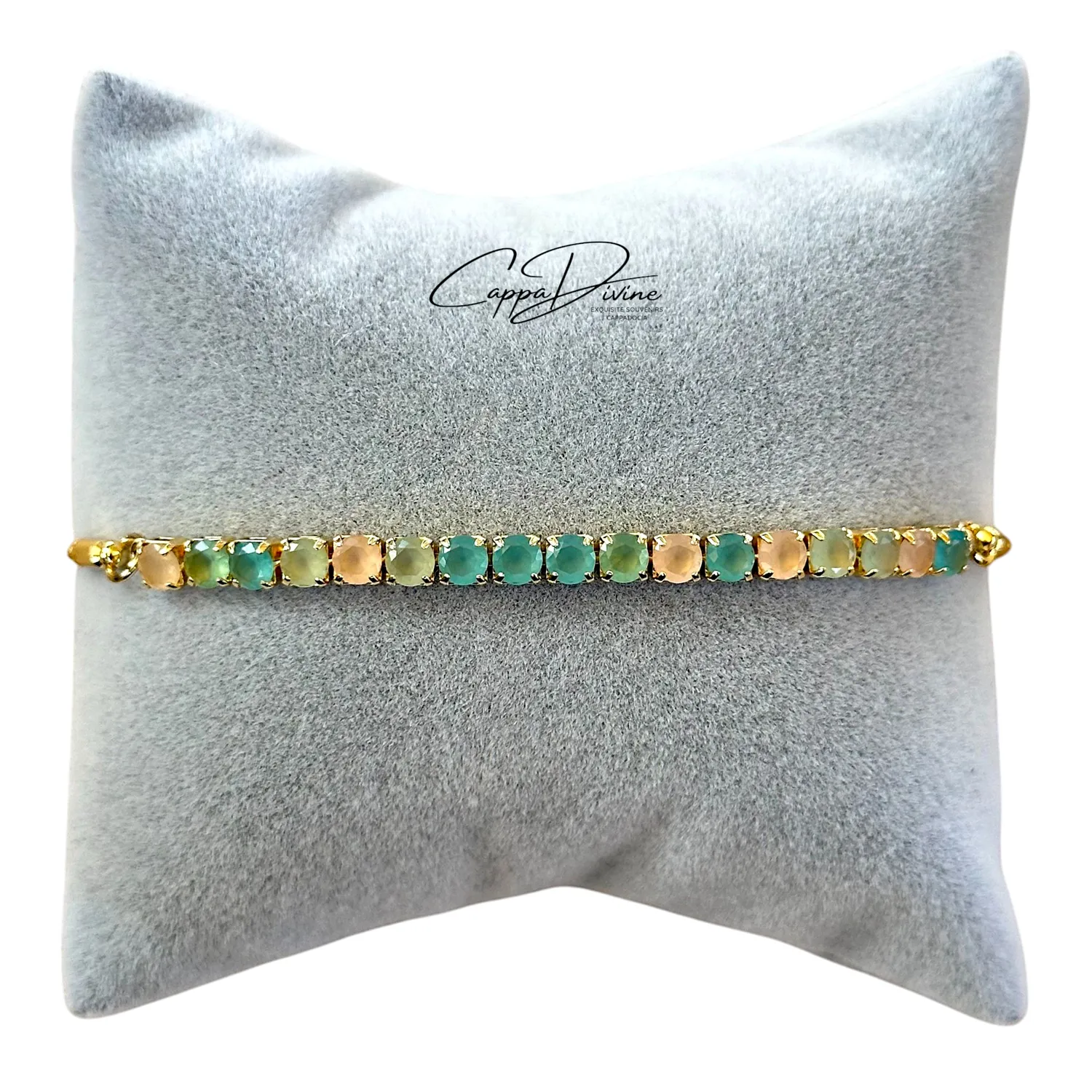 Adjustable Steel Tennis Bracelet with Colorful Crystal Stones