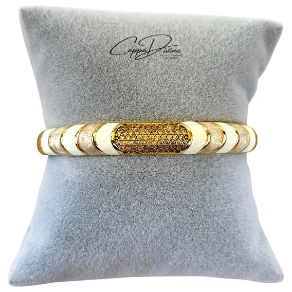 Adjustable Golden Steel Bracelet – Vintage Design with Engraving