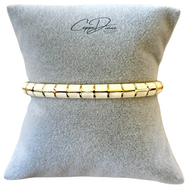 Adjustable Golden Steel Bracelet – Vintage Design with Enamel