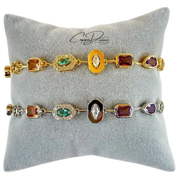 Steel Bracelet – Y Design with Crystal Stones