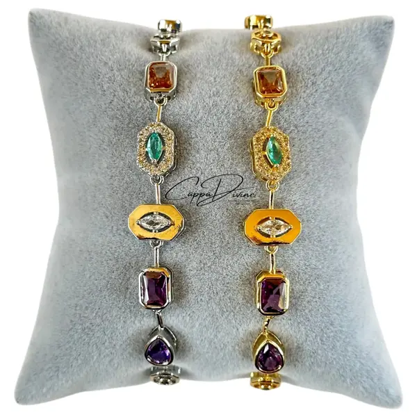 Steel Bracelet – Y Design with Crystal Stones
