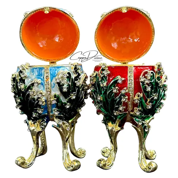 Decorative Piece – Faberge Egg with Cross and Crystal Stones