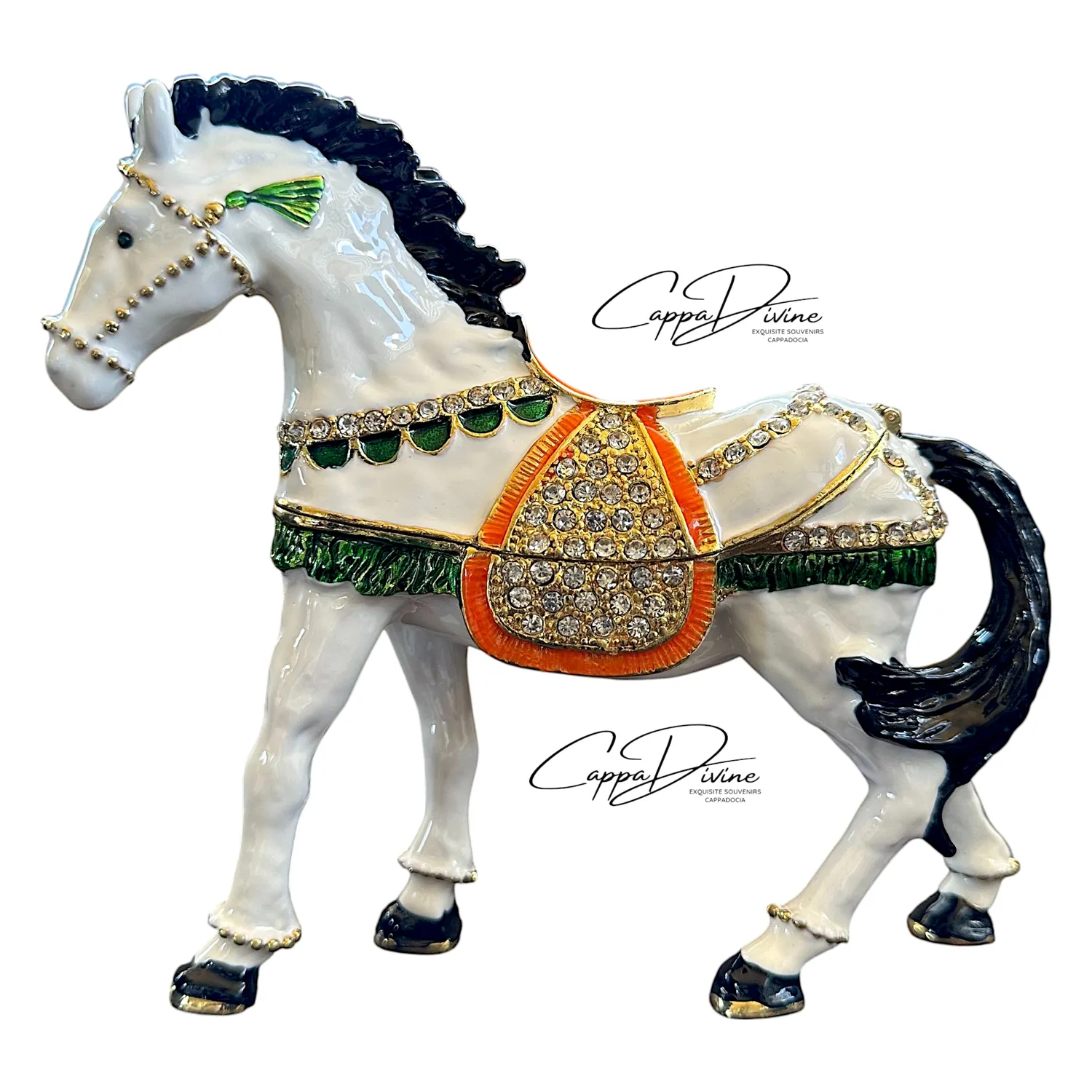 Decorative Piece – Horse on 4 Legs with Crystal Stones