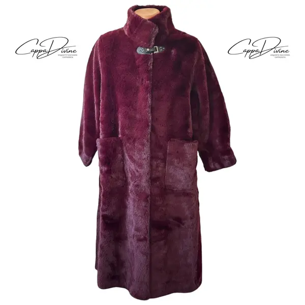 Long Angora Fur Coat – Plain & High Neck