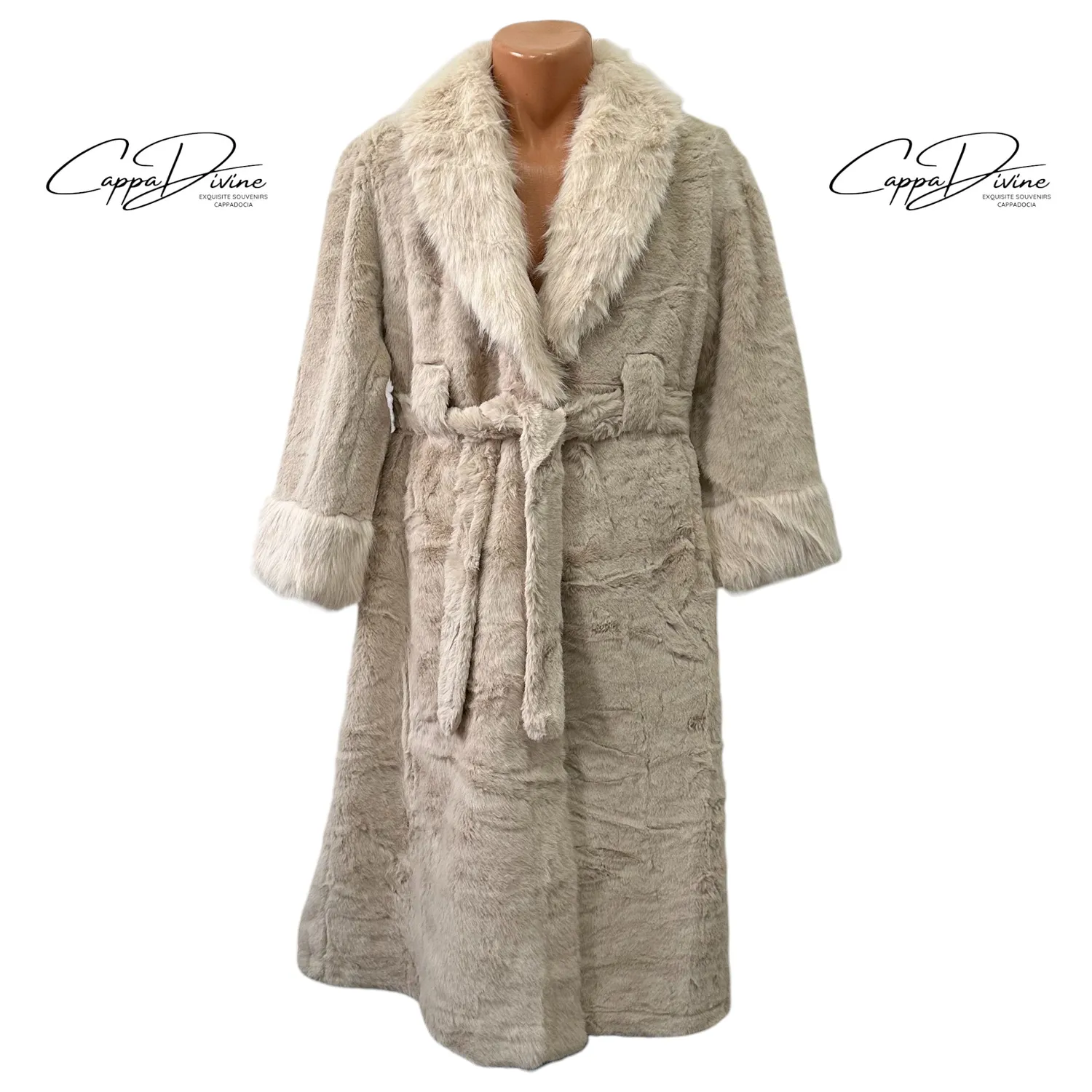 Belted Angora Fur Coat – Plain & Long