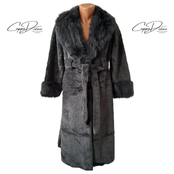 Belted Angora Fur Coat – Plain & Long