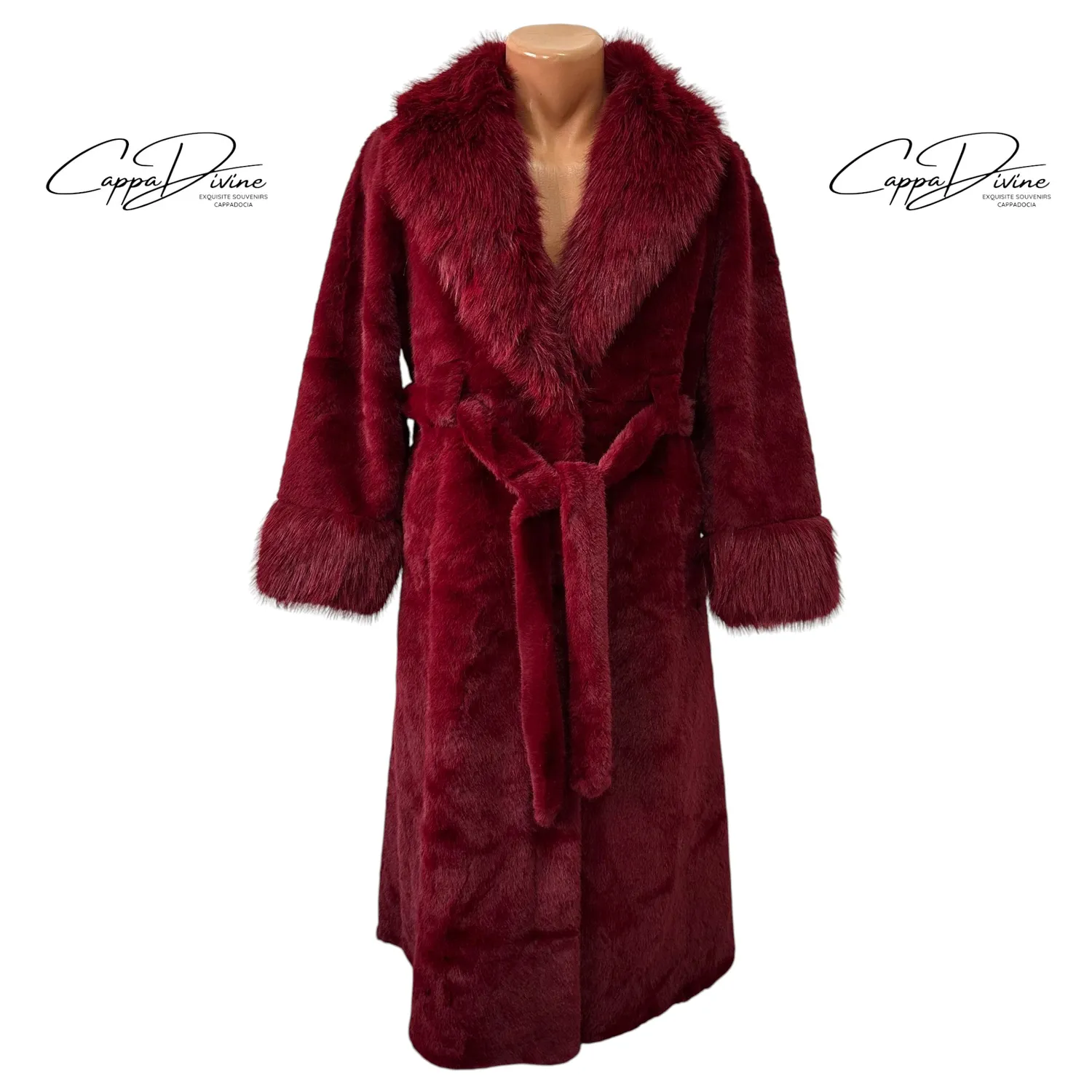 Belted Angora Fur Coat – Plain & Long
