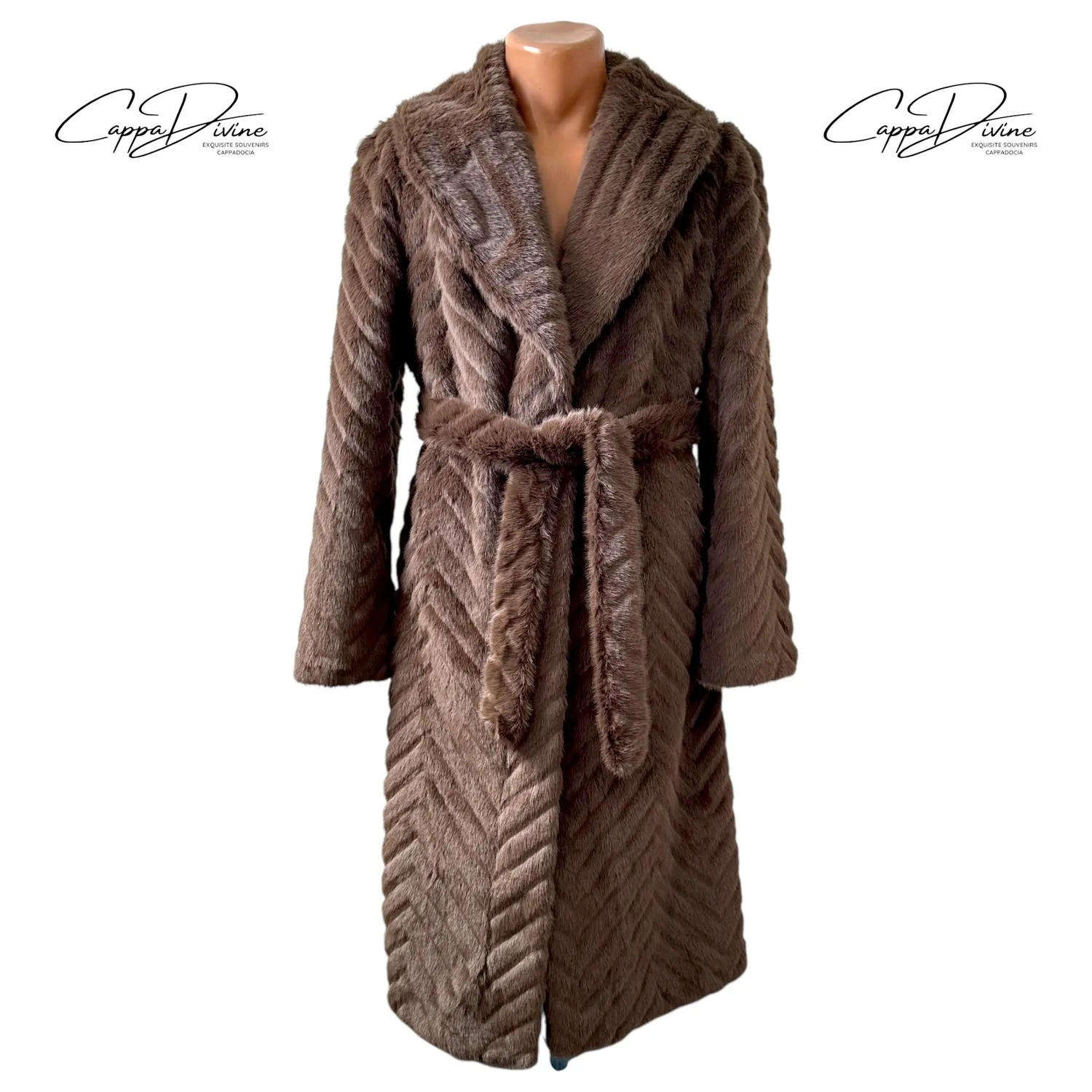 Long Angora Fur Coat – Wavy Stripe Patterns