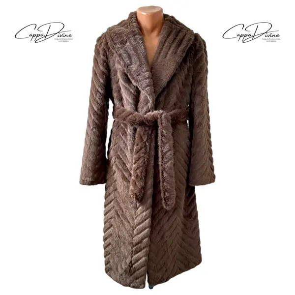 Long Angora Fur Coat – Wavy Stripe Patterns