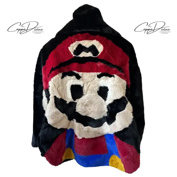 Long Angora Fur Coat – Hooded & Mario Design