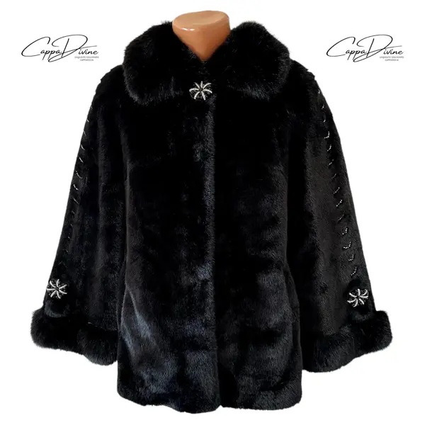 Angora Fur Coat – Short & Crystal Detailed