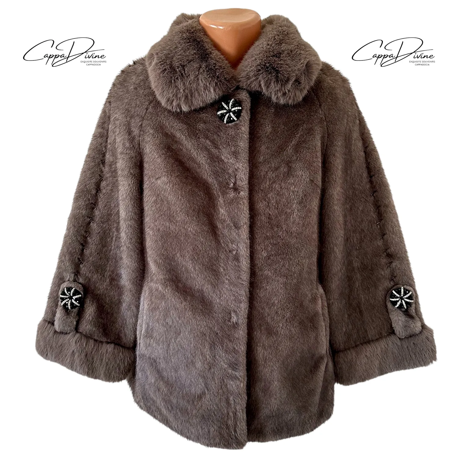 Angora Fur Coat – Short & Crystal Detailed