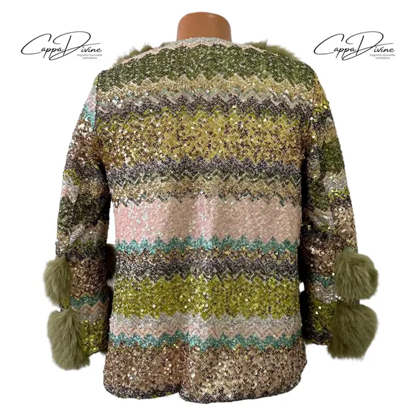 Angora Fur Coat – Fluffy Fur & Sequin Design