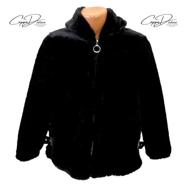 Short Angora Fur Coat – Plain, Hooded & Mini Belt Detailed