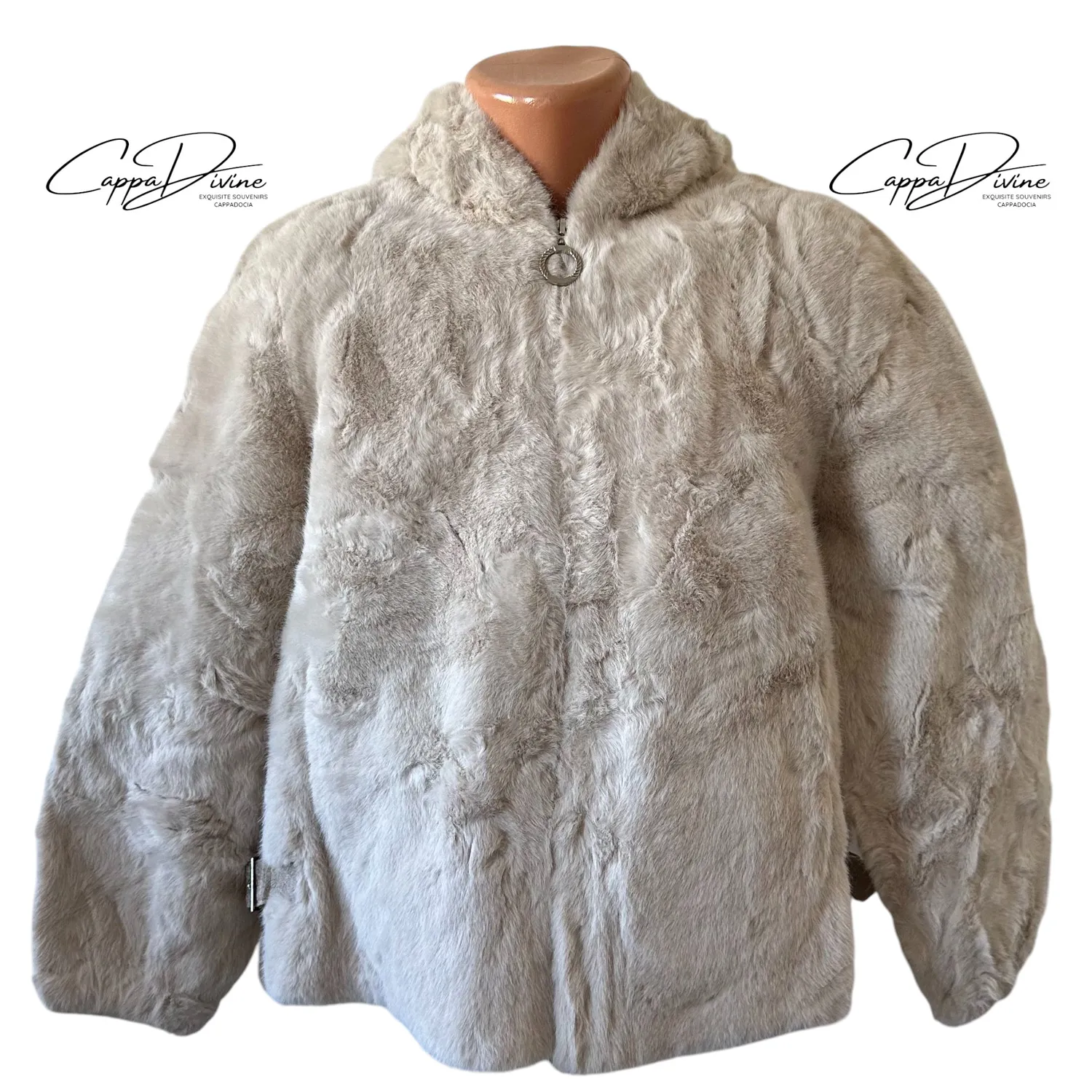 Short Angora Fur Coat – Plain, Hooded & Mini Belt Detailed