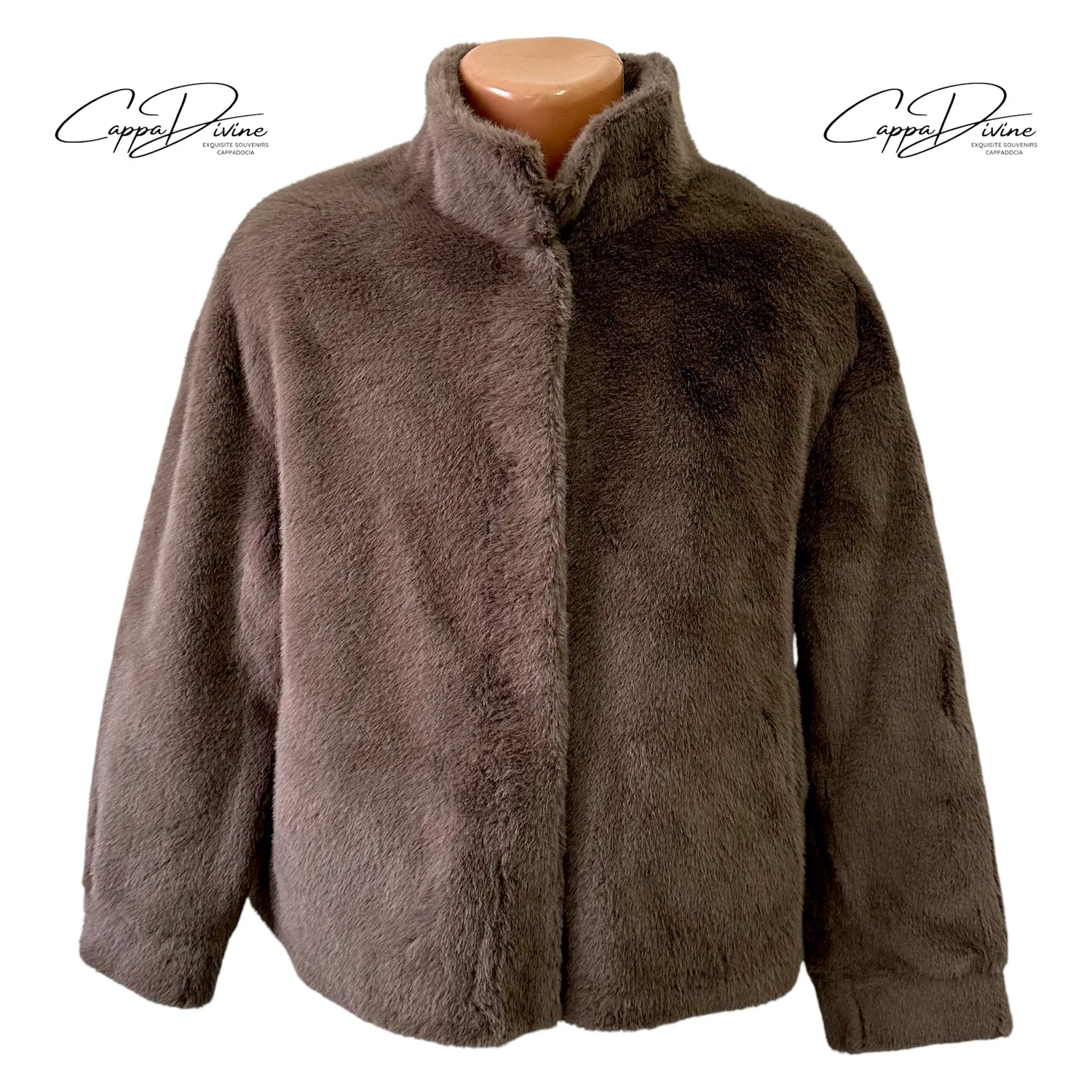 Angora Fur Coat – Short, Plain & Concealed Hook Closure