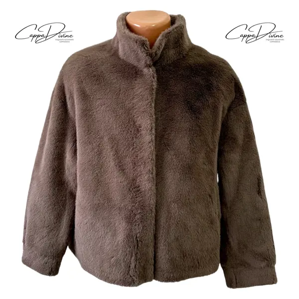 Angora Fur Coat – Short, Plain & Concealed Hook Closure