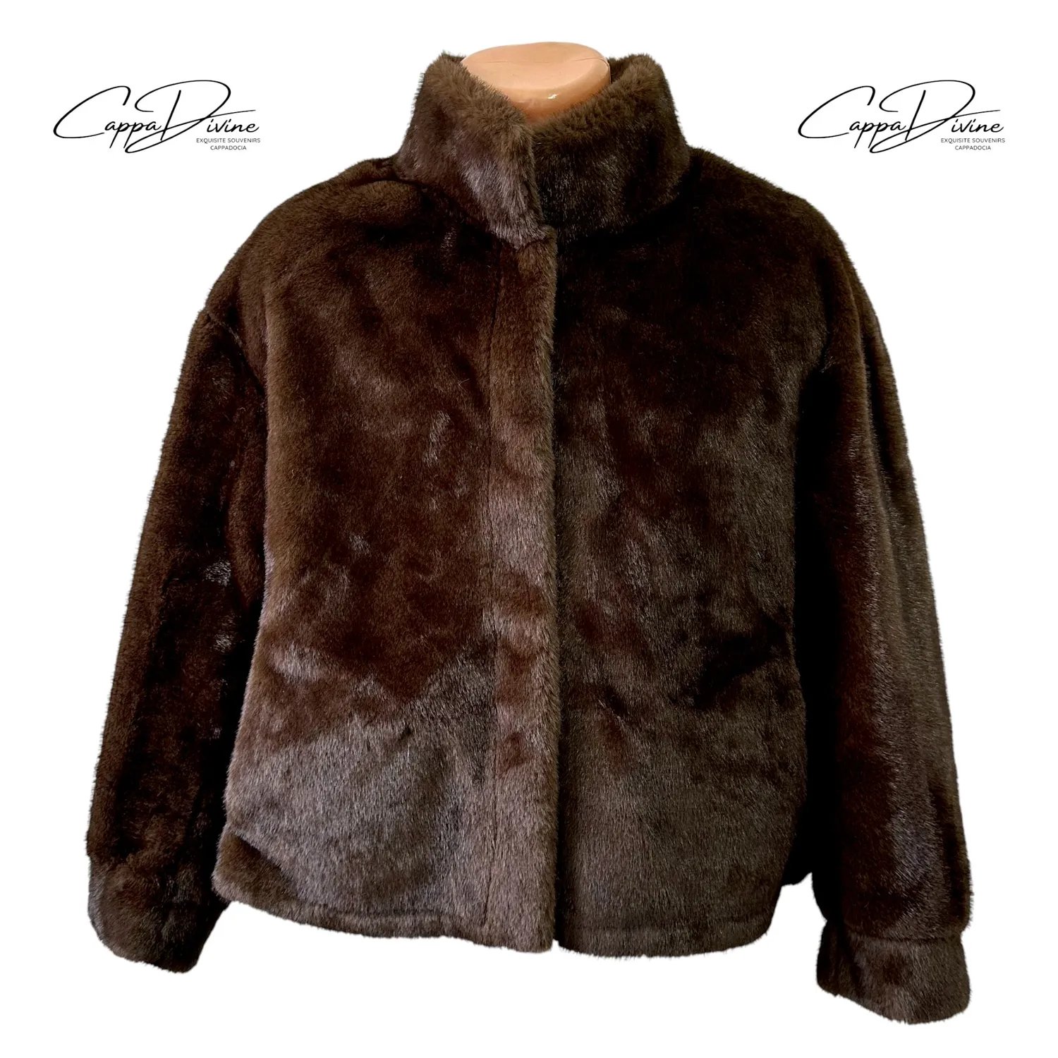 Angora Fur Coat – Short, Plain & Concealed Hook Closure