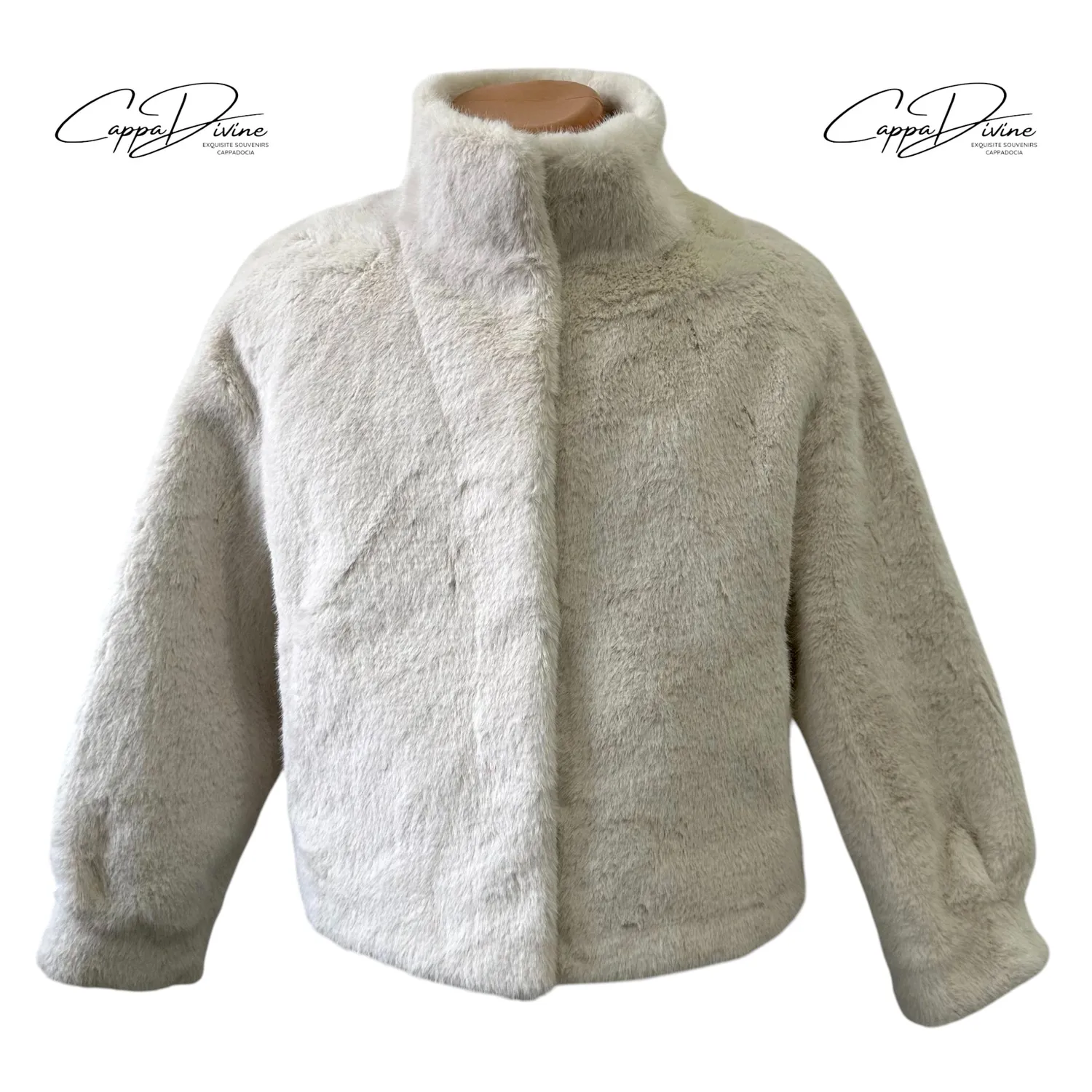 Angora Fur Coat – Short, Plain & Concealed Hook Closure