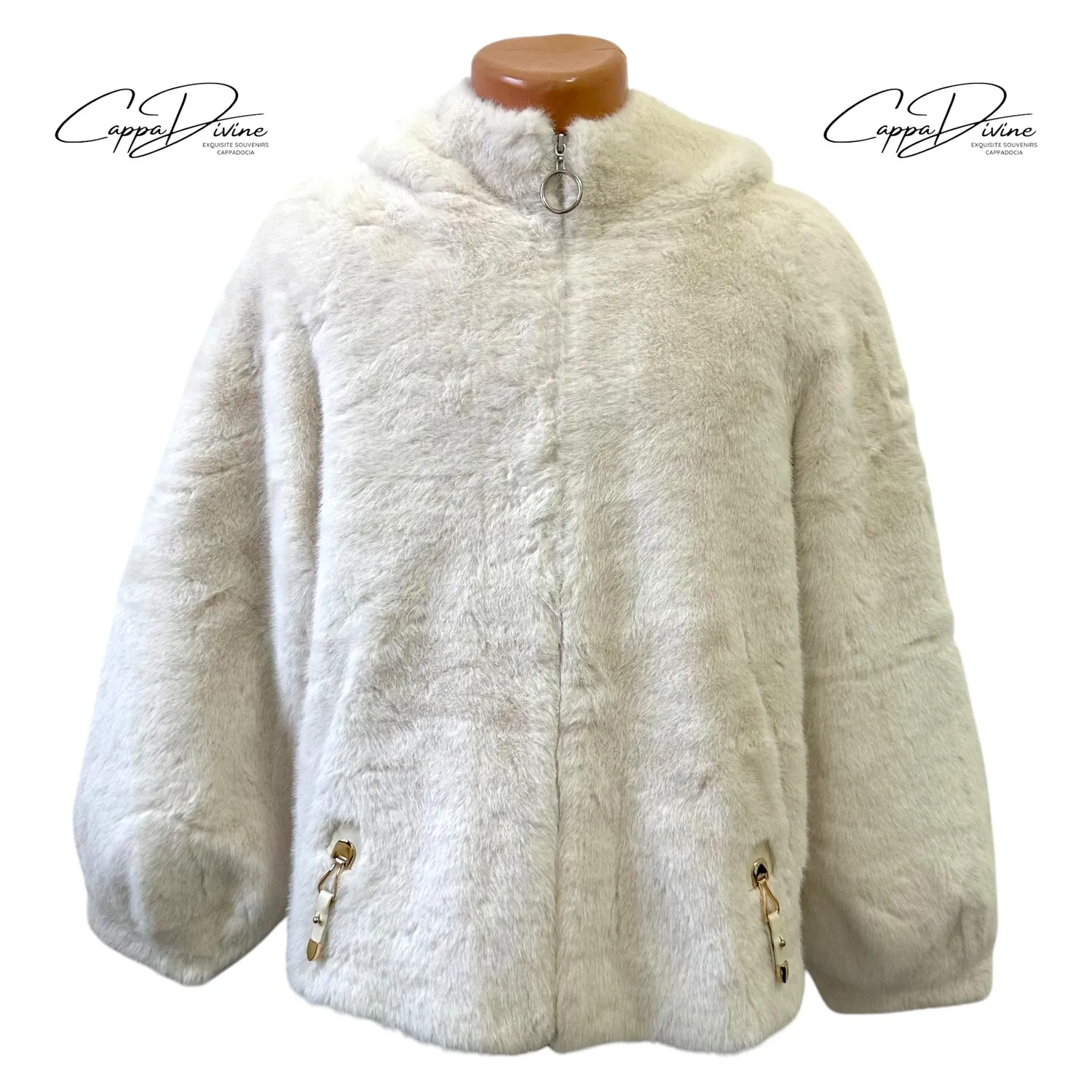 Short Angora Fur Coat – Plain, Hooded & Leather Tasseled