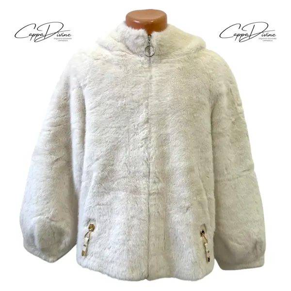 Short Angora Fur Coat – Plain, Hooded & Leather Tasseled