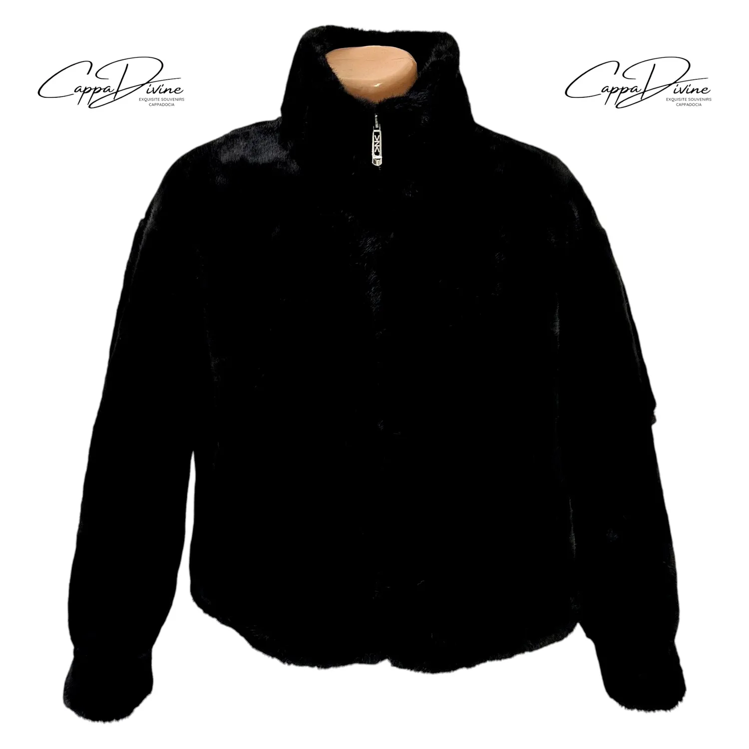 Angora Fur Coat – Short, Plain & Full Zipper 3