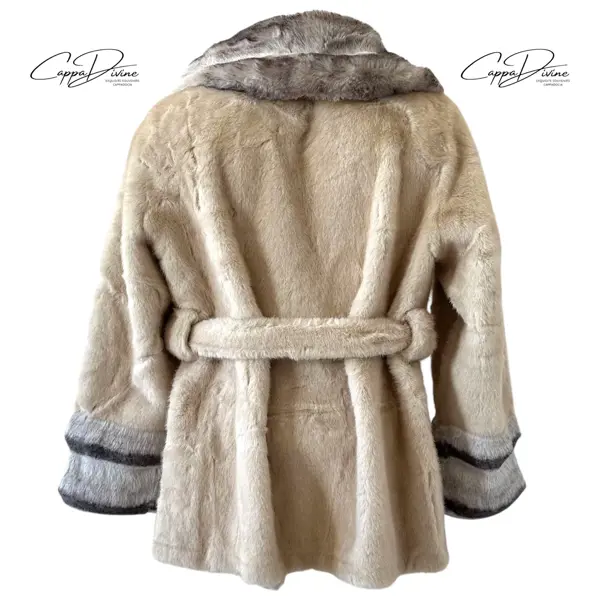 Angora Fur Coat – Short & Fluffy Wavy Stripe Design