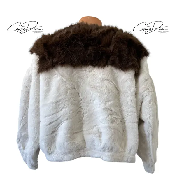 Angora Fur Coat – Short & Broad V Neck Design