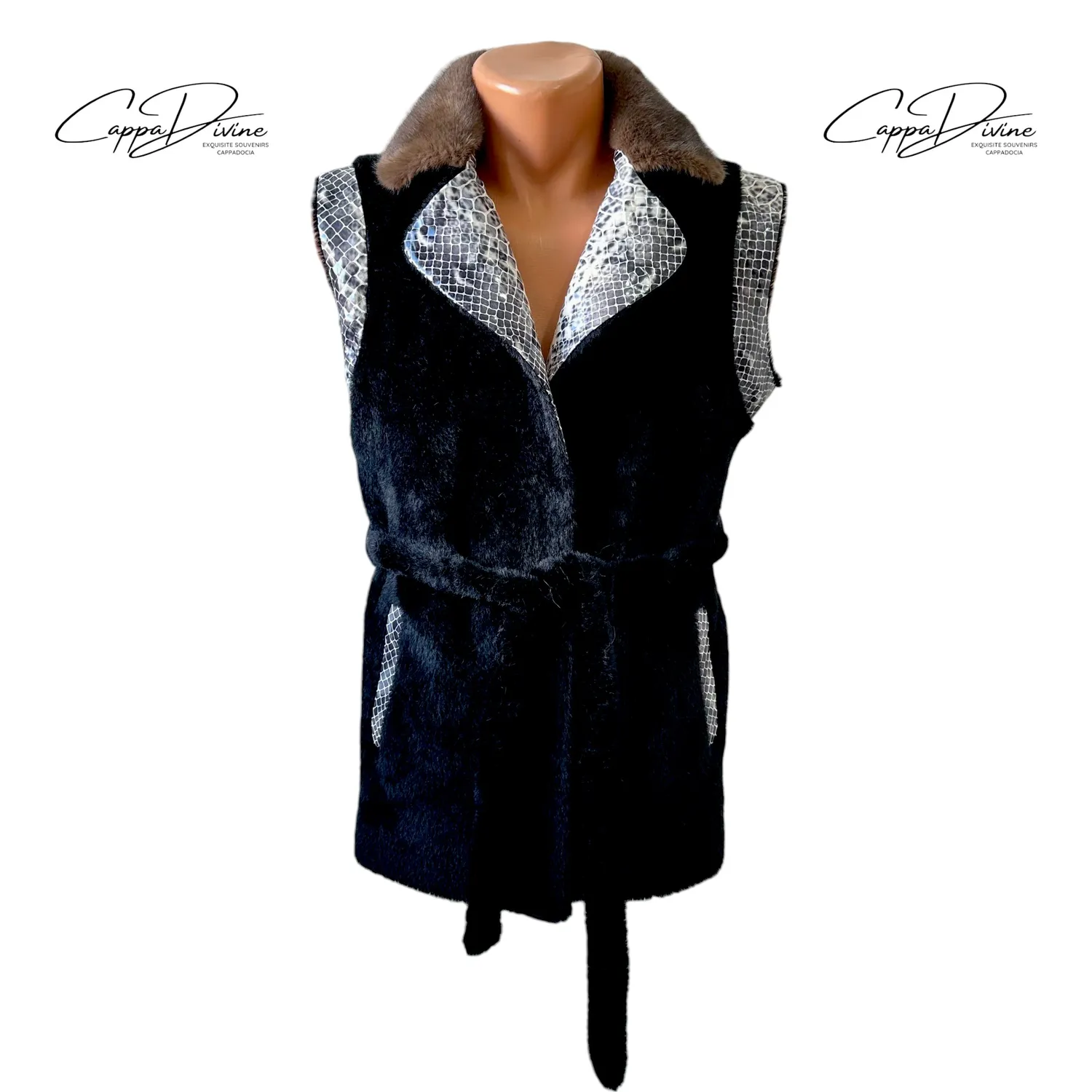 Fur Vest – Lamb & Snake Skin Detail